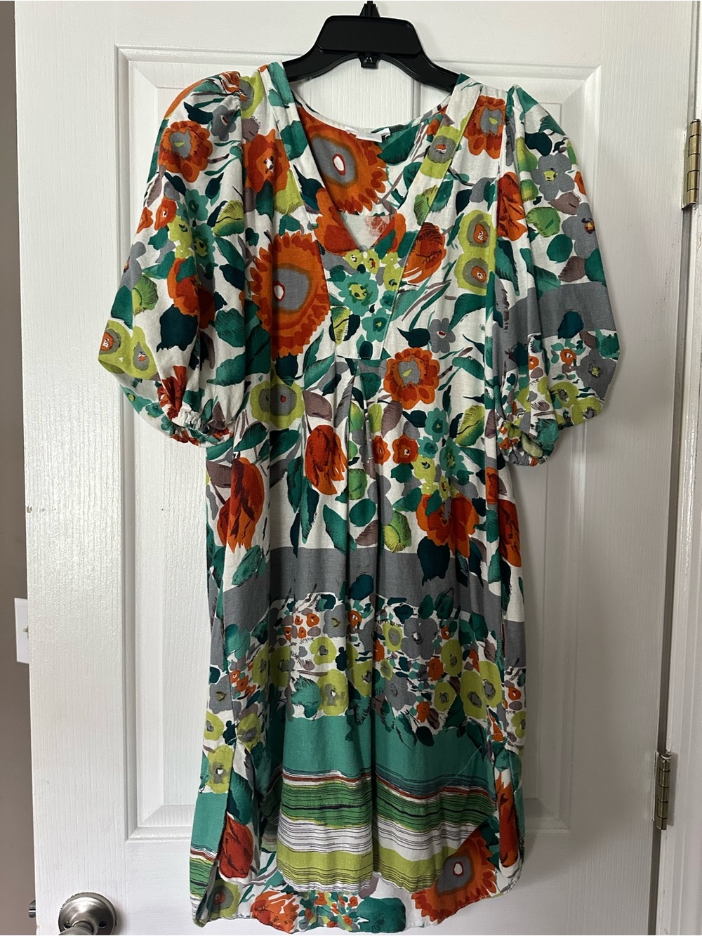 Cynthia Rowley Floral Midi Dress in Teal, Orange, Green